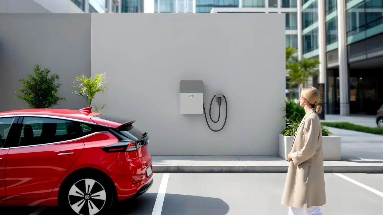 Borne de recharge pour véhicule électrique sur un parking